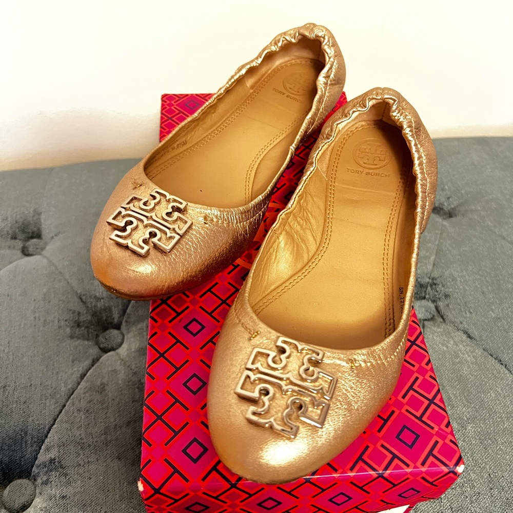 Tory Burch Platinum Ballet Flats
